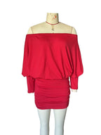 Off Shoulder Hip-hugging Off-shoulder Solid Color Mini&Short Dresses
