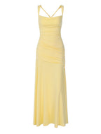 Solid Color Sleeveless Long Bodycon Dress With Back Tie Design