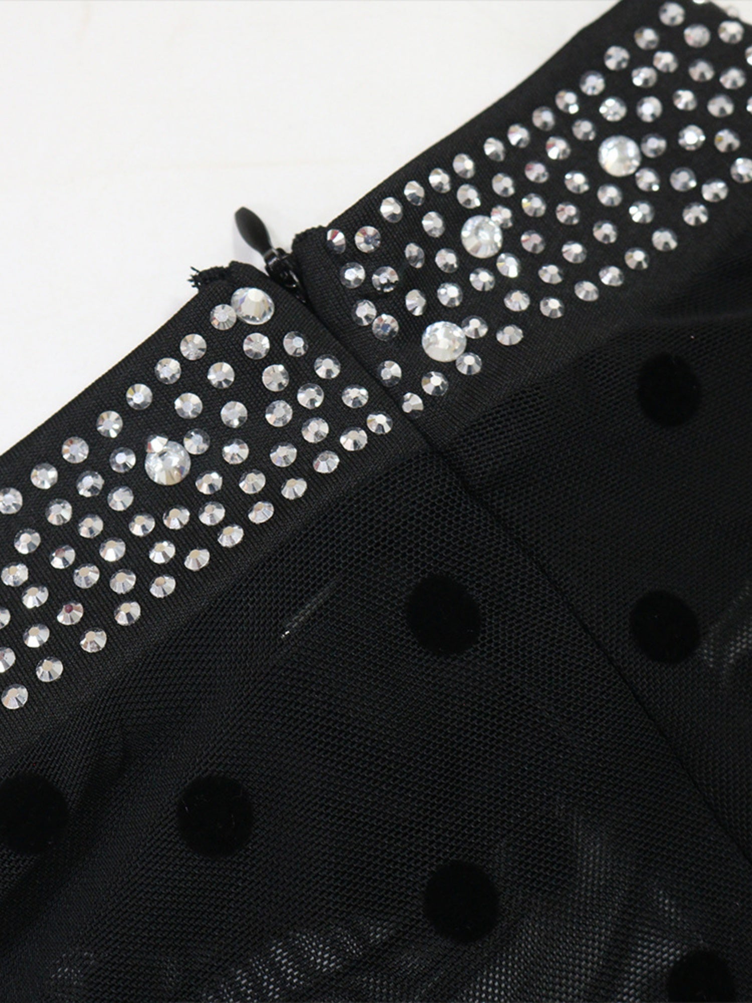 Hot-fix Rhinestone Mesh Long Sleeves Splicing Waist Shaping Slit Party Shiny Maxi Dresses