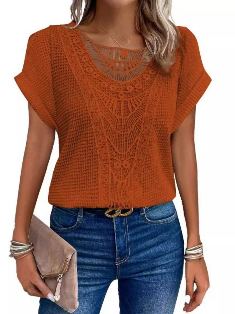 Trim Splicing Knitting Leisure T-shirts