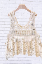 Openwork Semi Sheer Scoop Neck Tank
