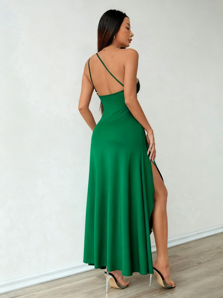 Sloping Shoulders Slit Grace Prom Parties Maxi Dresses