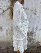 Gilded Lace Sleeve Hollow Bohemian Dress