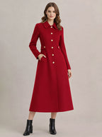 Vintage Wool Cashmere Blend Coat With Golden Buttons For Women 2026
