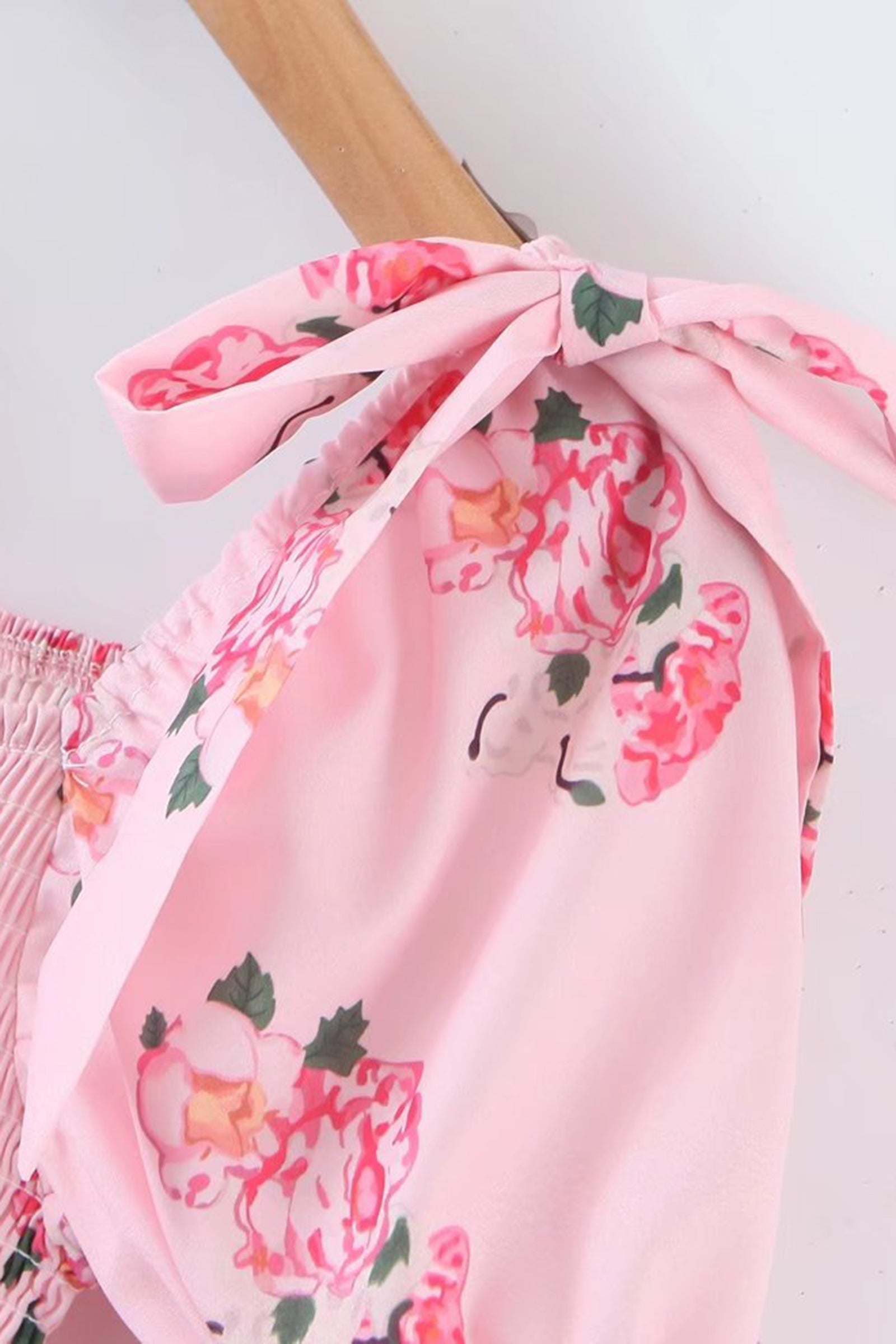 Floral Print Smocked Square Neck Tie-Shoulder Tiered Ruffle Mini Dress