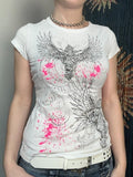 Gothic Print Splash Ink Design Short Sleeve Tee