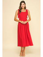 Ribbon Detail Red Dress