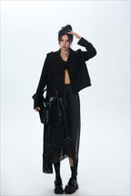 Suede Open Front Biker Jacket