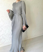 Temperature Flared Sleeve Long Dress