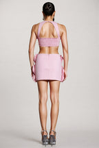 Sera Flower Halter Top Mini Skirt Set