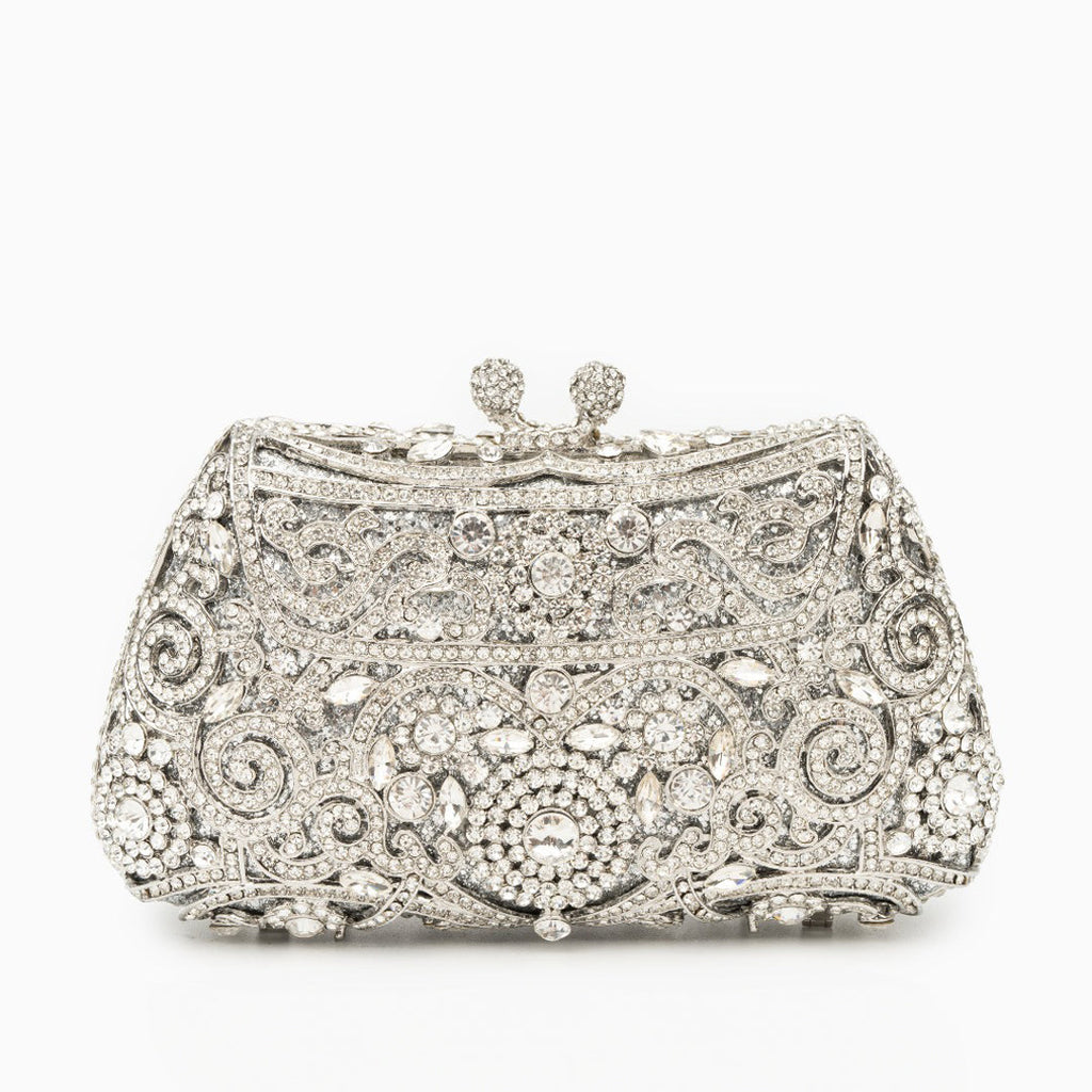 Ayanne Silver Crystal Clutch Bag