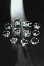 Blue Zone Planet | 11-Piece Vintage Inlaid Artificial Turquoise Ring Set
