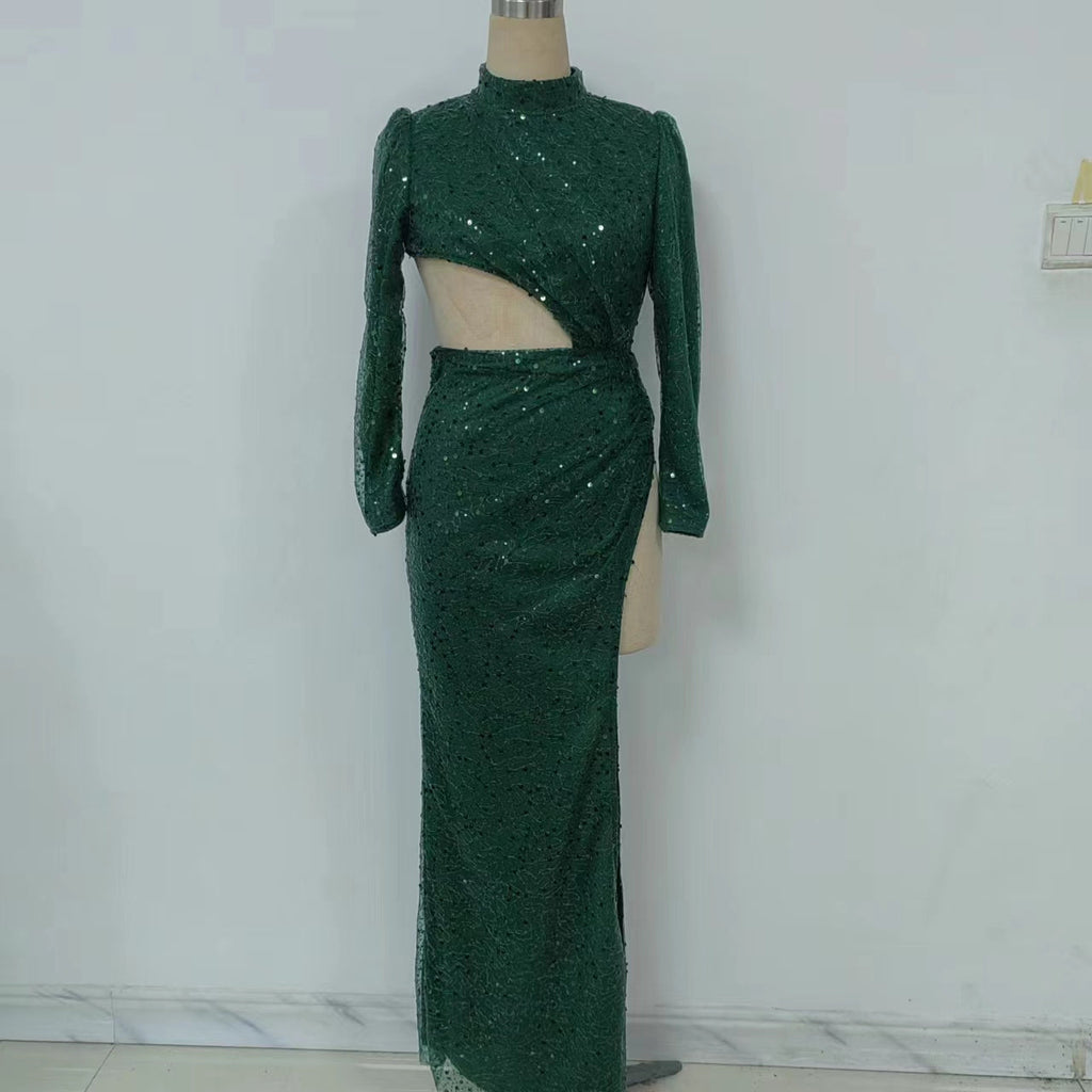 Sexy Sequined Long Sleeved Cocktail Dress