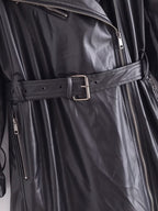 Black Faux Leather Trench Coat