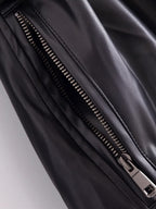 Black Faux Leather Trench Coat