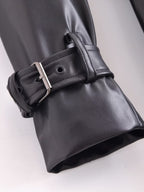 Black Faux Leather Trench Coat