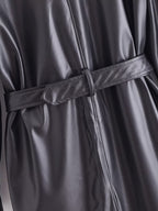 Black Faux Leather Trench Coat