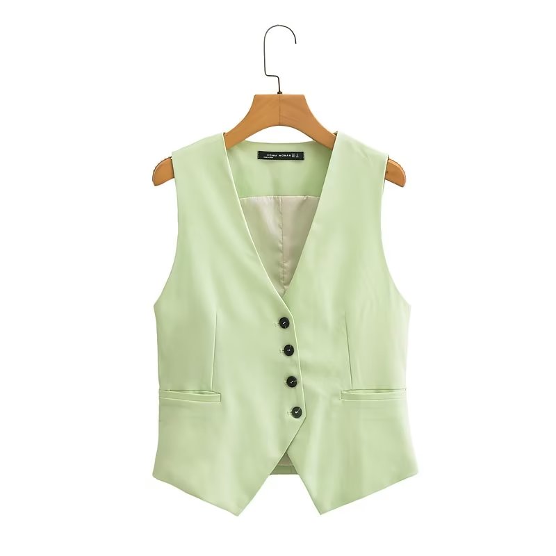 Sleeveless V neck Vest & Bottom Set