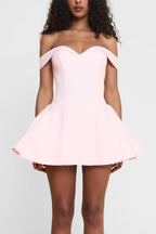 Pink Backless Off-the-shoulder Dress