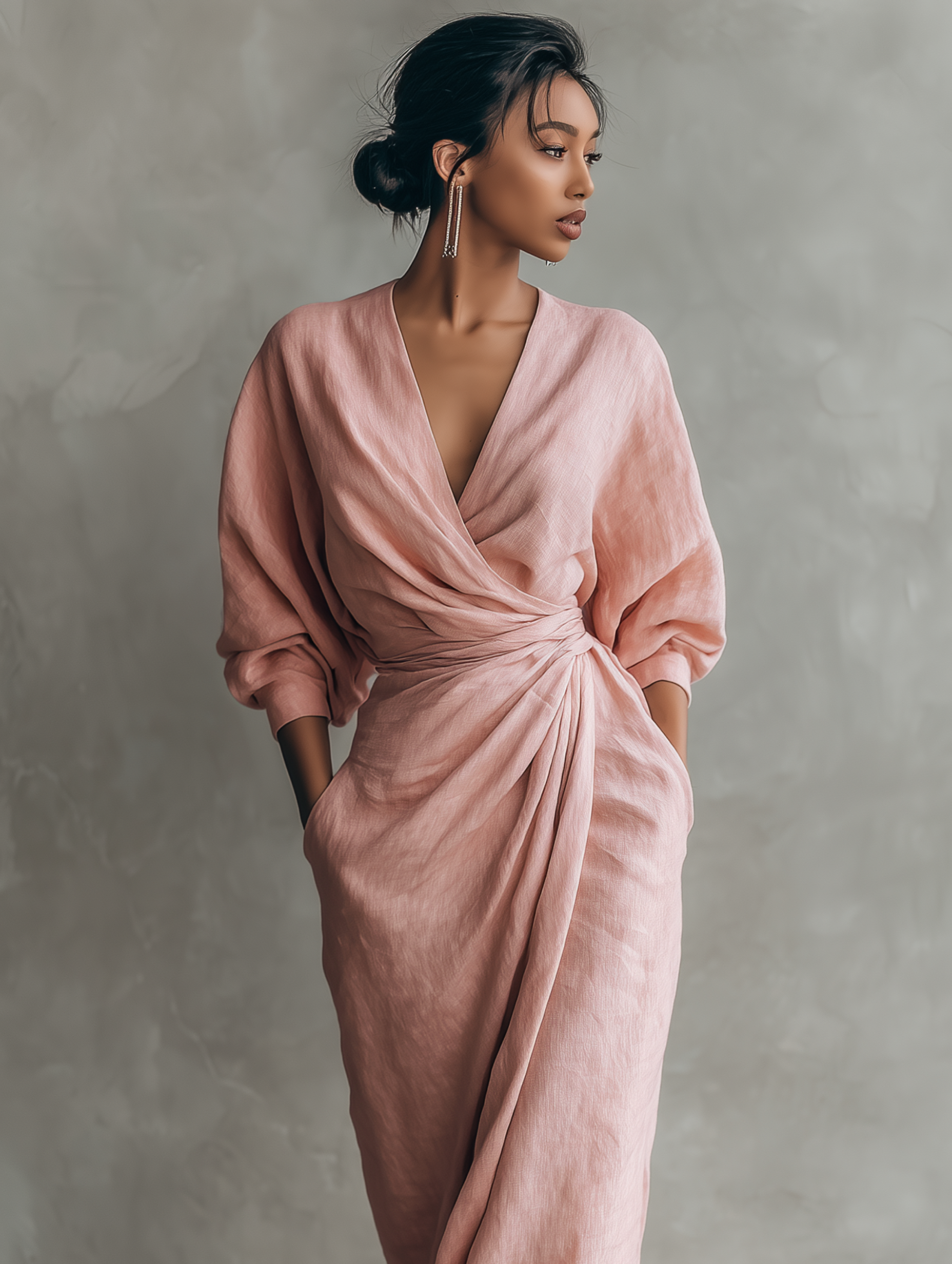 Rosalin | V-neck Linen Maxi Dress