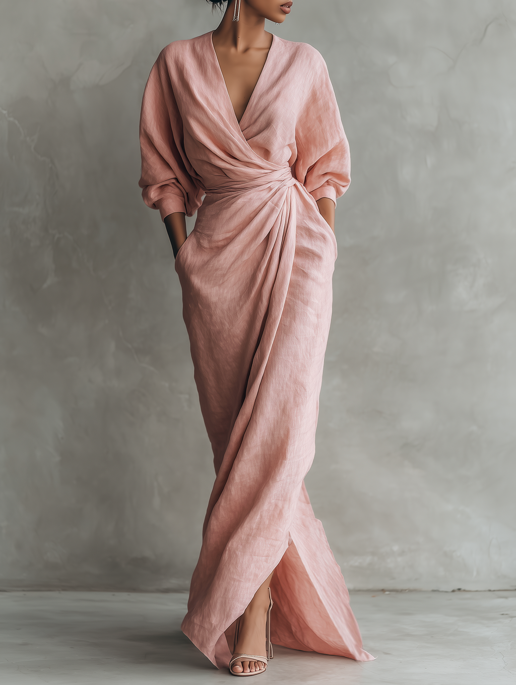 Rosalin | V-neck Linen Maxi Dress