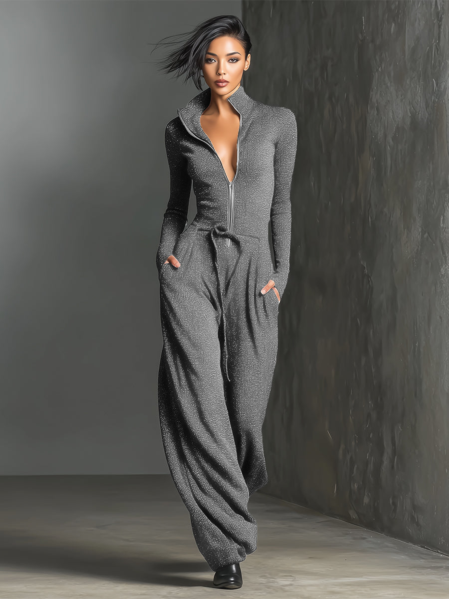 | Elegant Zipper Jumpsuit