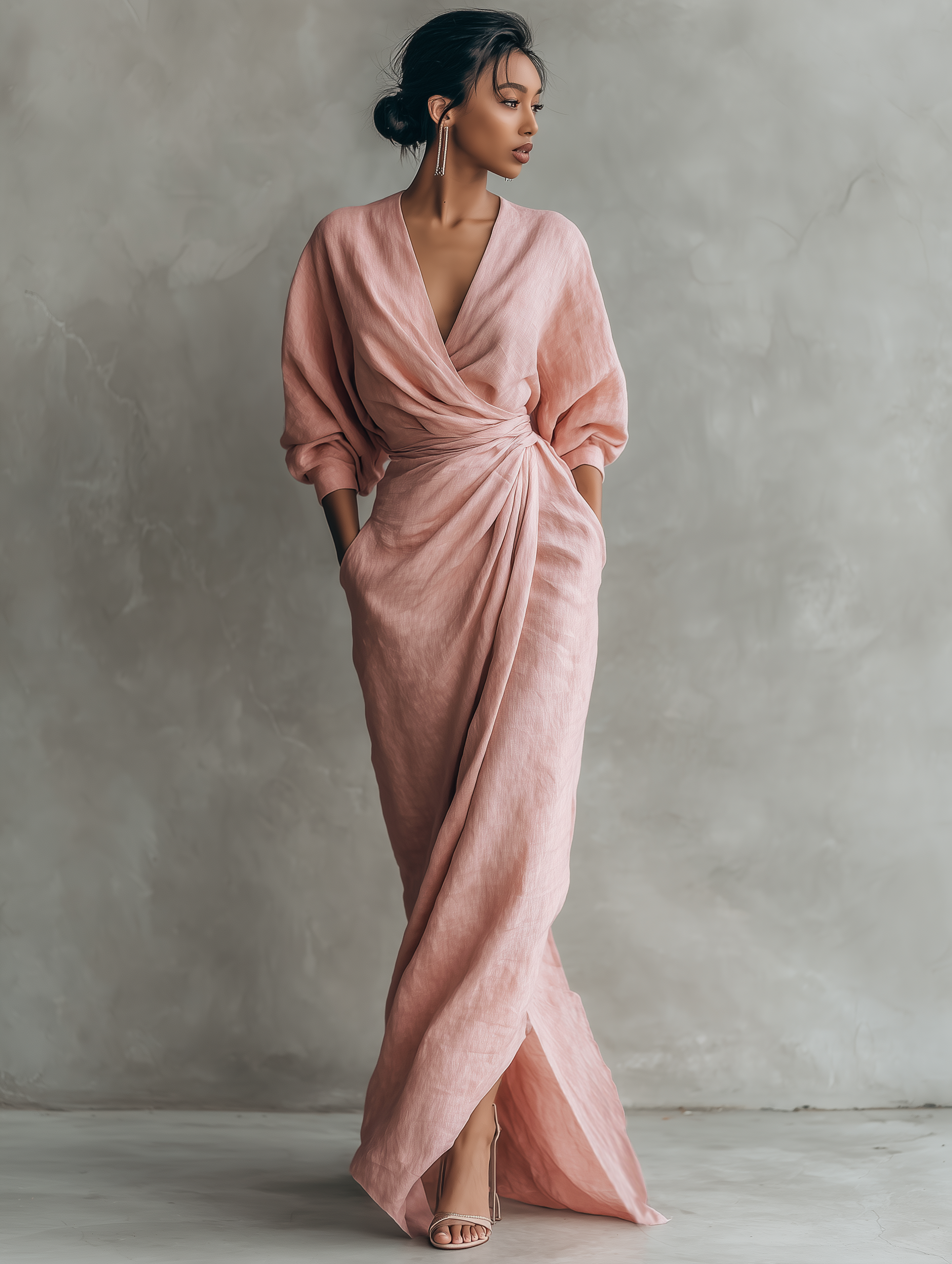 Rosalin | V-neck Linen Maxi Dress