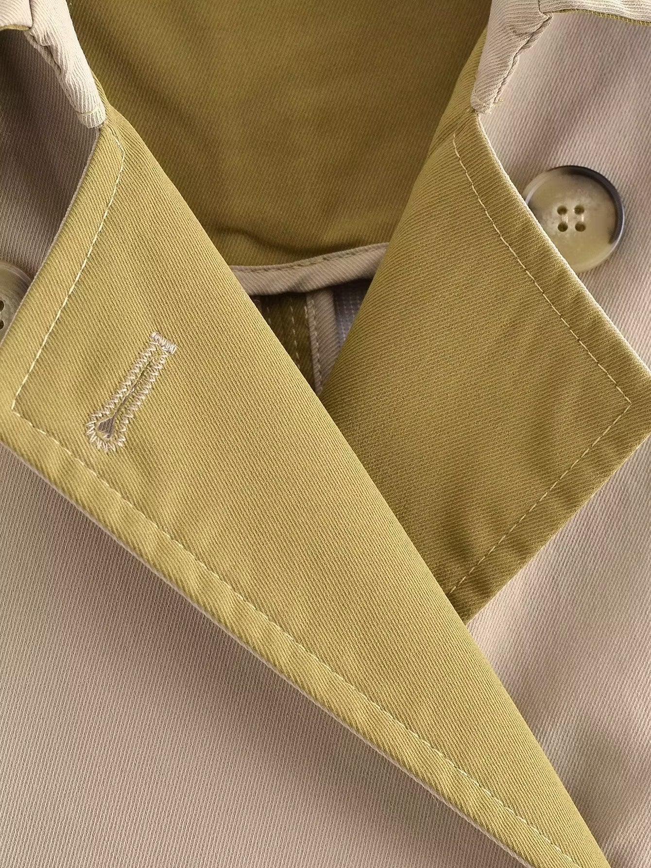 Contrast Color Loose Trench Coat