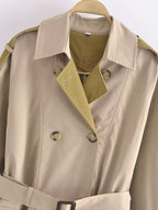 Contrast Color Loose Trench Coat