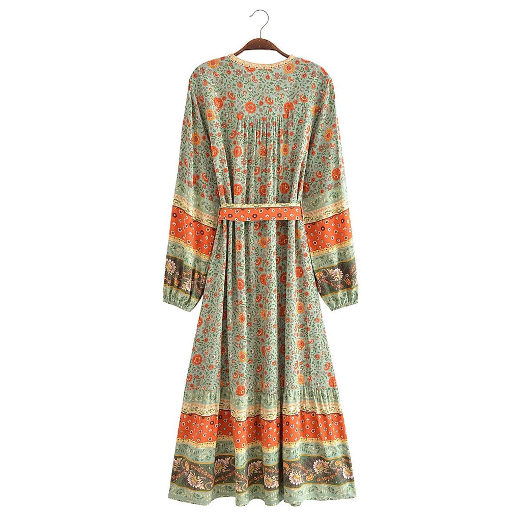 Gal Belted Printed Maxi Midi