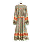 Gal Belted Printed Maxi Midi