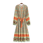 Gal Belted Printed Maxi Midi