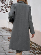 | Long Sleeve Coat with Pockets and Collar