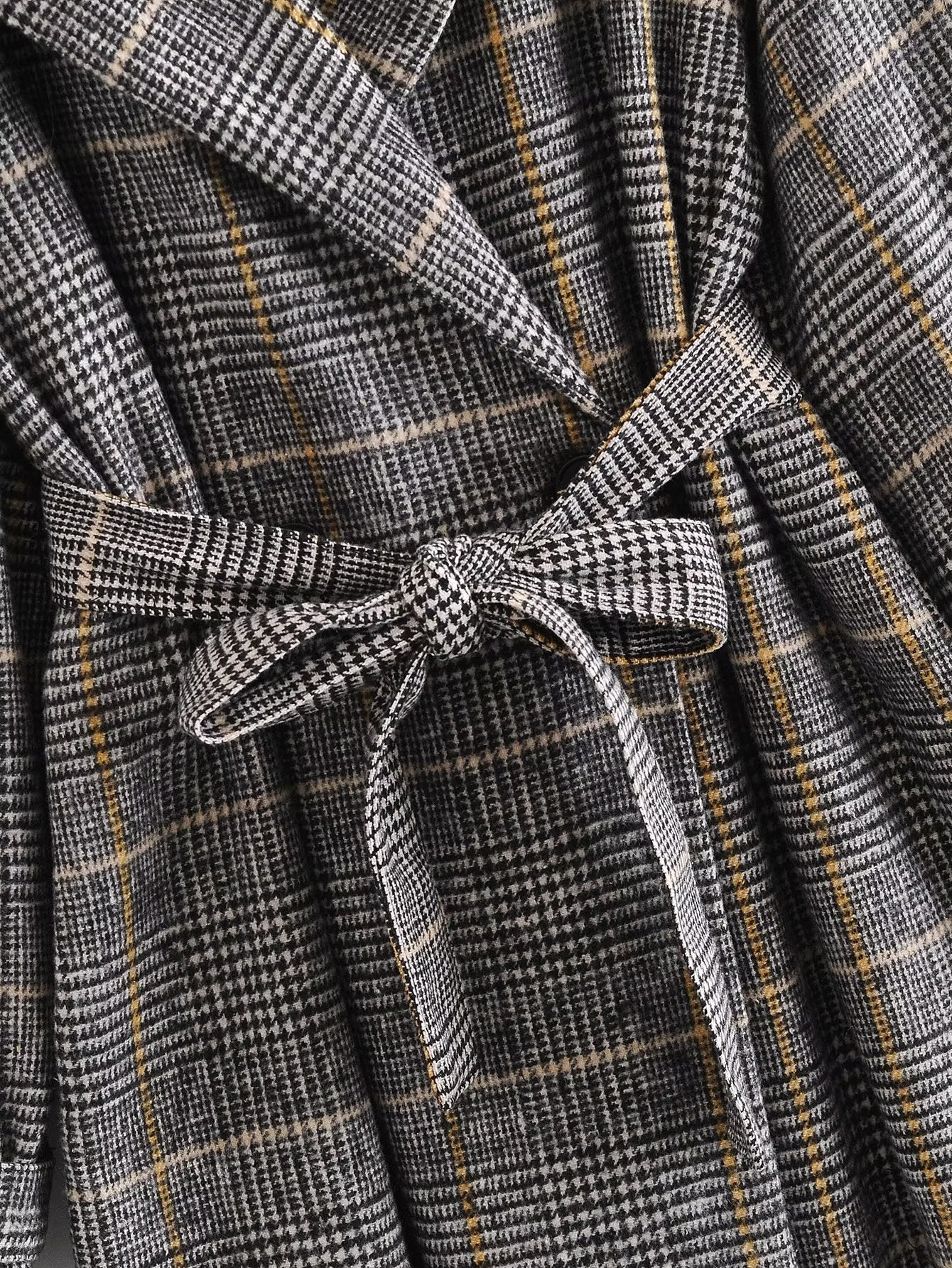 Plaid Collared Coat Trench Coat