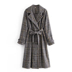 Plaid Collared Coat Trench Coat