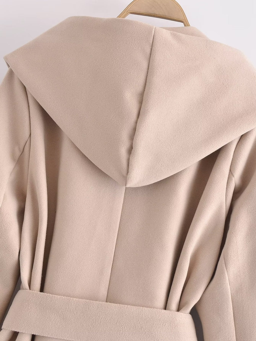 Belt Hooded Long Sleeve Trench Coat