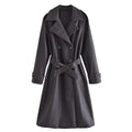 Faux Leather Distressed Trench Coat