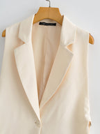 Solid Color Split Vest Blazer