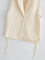 Solid Color Split Vest Blazer