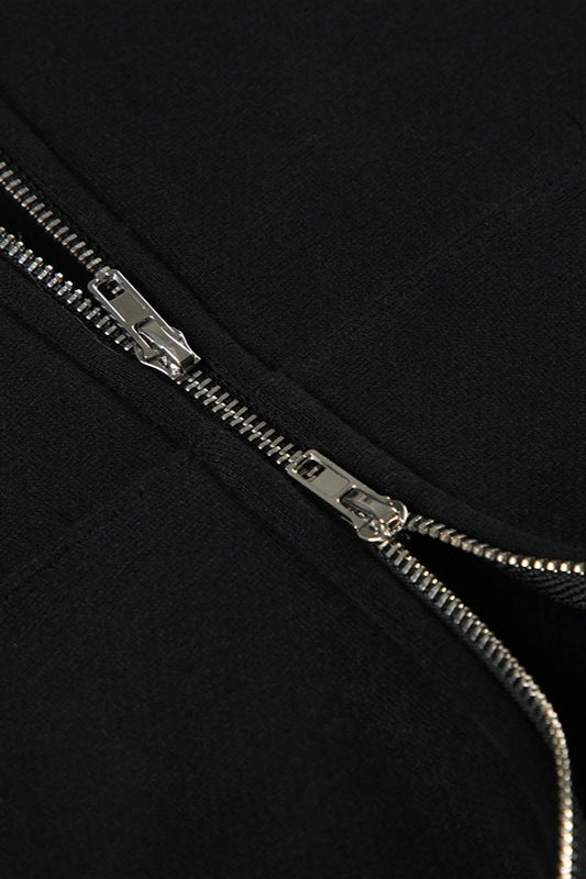 Fur Trim Hooded Zip Waist Jacket