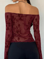 Off Shoulder Long Sleeves Tee