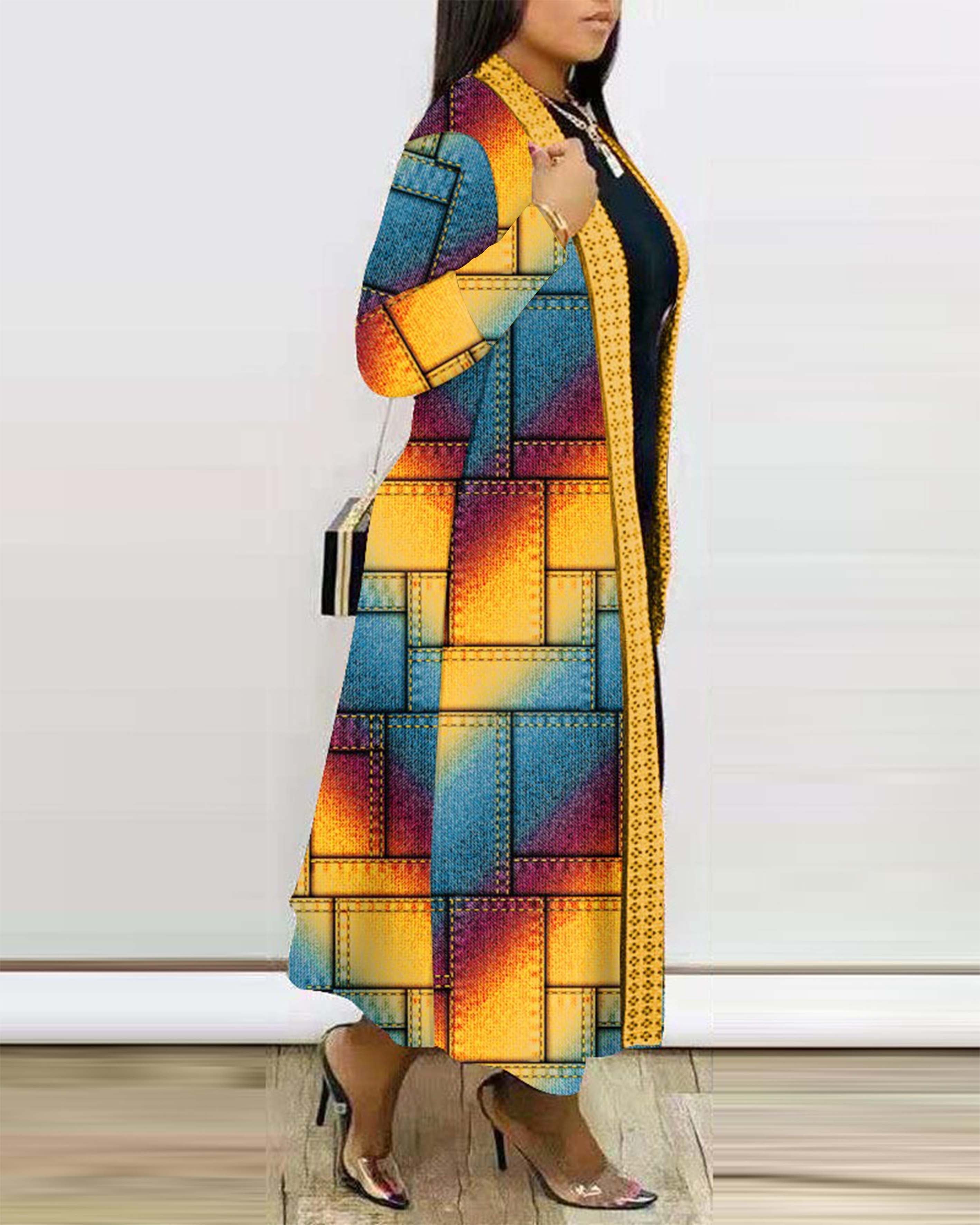 Printed Long Sleeve Cardigan Shawl