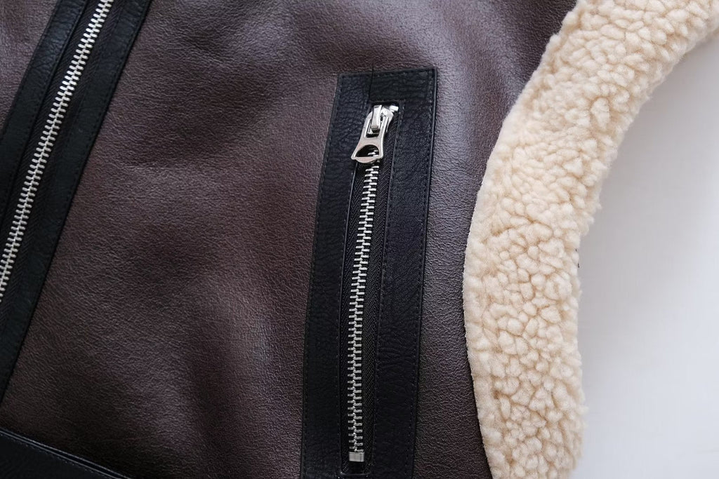 Faux Shearling Short Vest Jacket