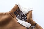 Faux Shearling Leather Vest Coat