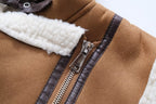 Faux Shearling Leather Vest Coat