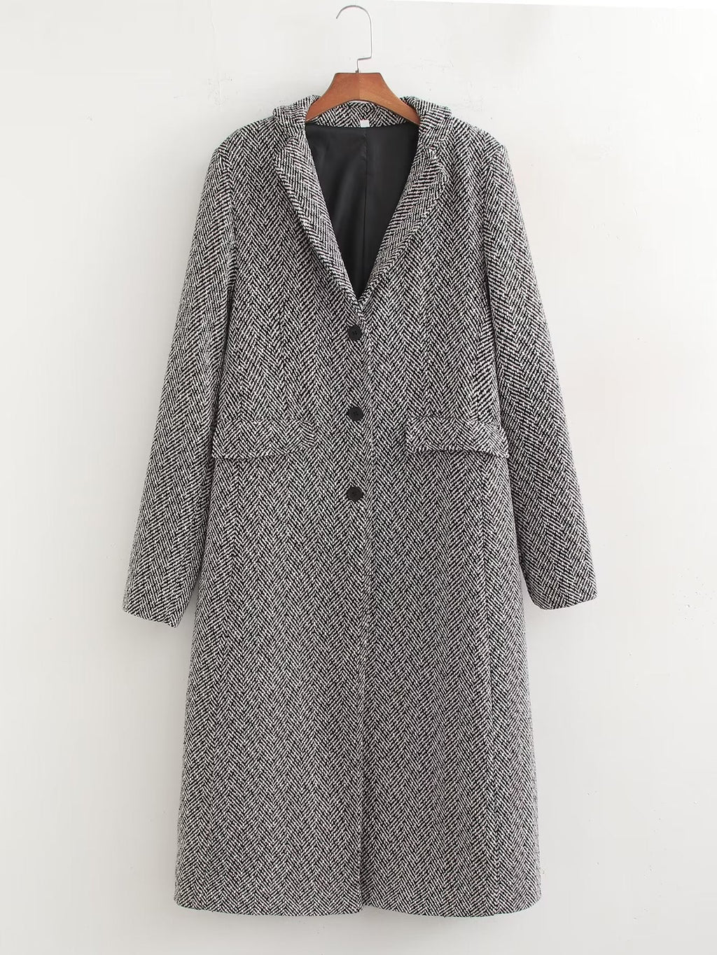 Herringbone Woolen Loose Coat