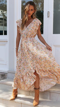 V neck Printed Dress