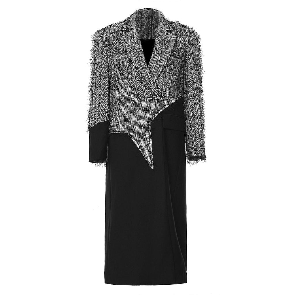 Contrast Color Star Trench Coat