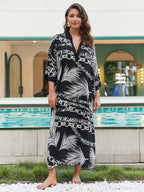 Rayon Tie Dyed Beach Blouse Sexy Robe Vacation Sun Protection Shirt Beach Cover Up