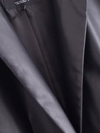Faux Leather Long Sleeve Overcoat